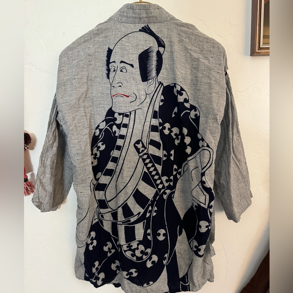 VINTAGE JAPANESE COTTON KIMONO JACKET SAMURAI OSFM EUC INDIGO